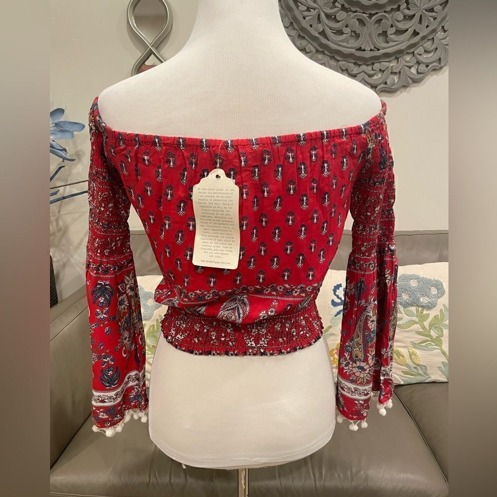 Band of Gypsies Smocked Bell Sleeve Crop Top - Picture 17 of 17